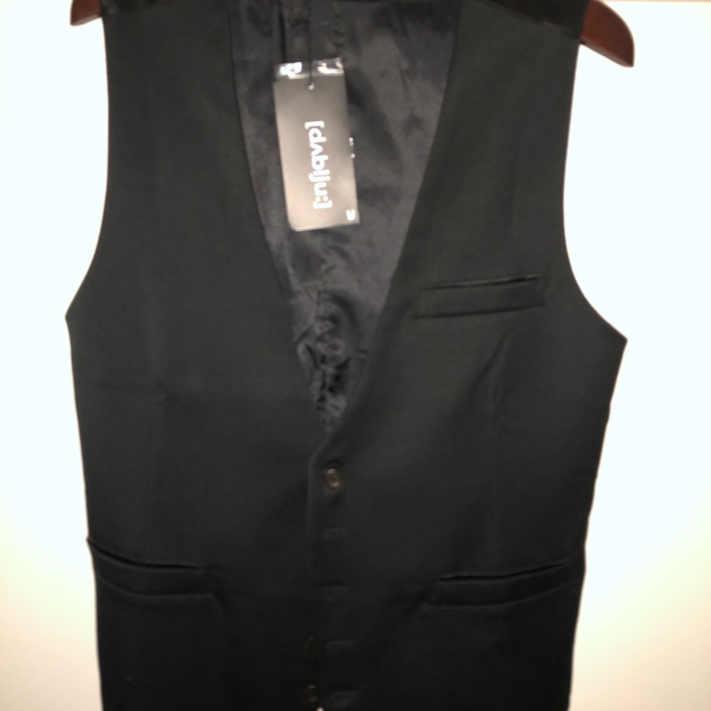 NWT Black Satin Vest